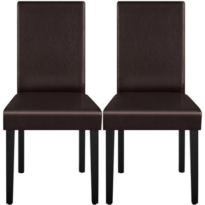Faux Leather Dining Room Chairs with Rubberwood Legs