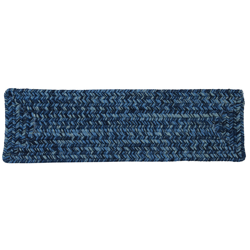 Tapis d'escalier rectangulaire 8 po x 28 po Ashiah, Vague bleue