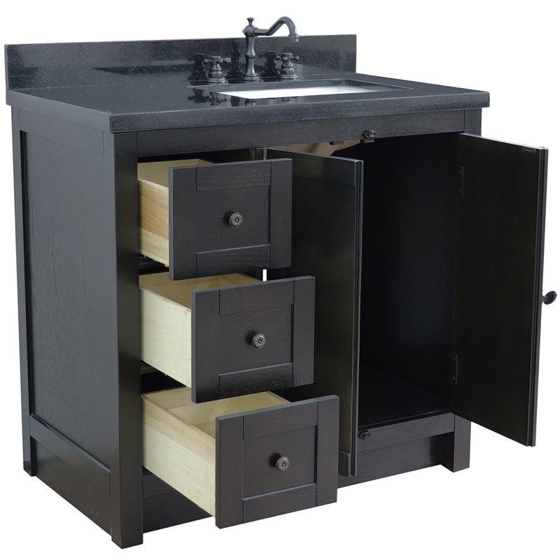 Ensemble de meuble-lavabo simple 37 po Calsbeck, Noir galaxie, Brun cendré