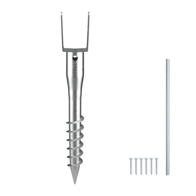 Heavy Duty No-Dig Ground Anchor Spike for 3.5" Posts - Rust-Resistant Steel Fence & Mailbox Post Holder Kit with Rebar and Lag Bolts