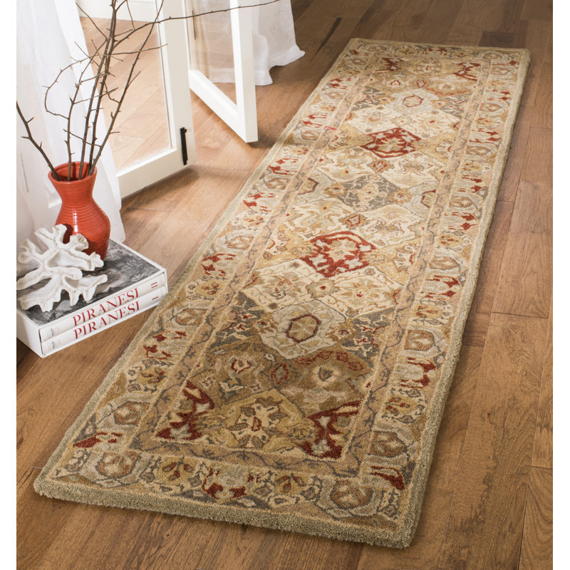 Breckan Oriental Handmade Tufted Wool Area Rug in Beige/Multi, Runner 2'3" x 8'