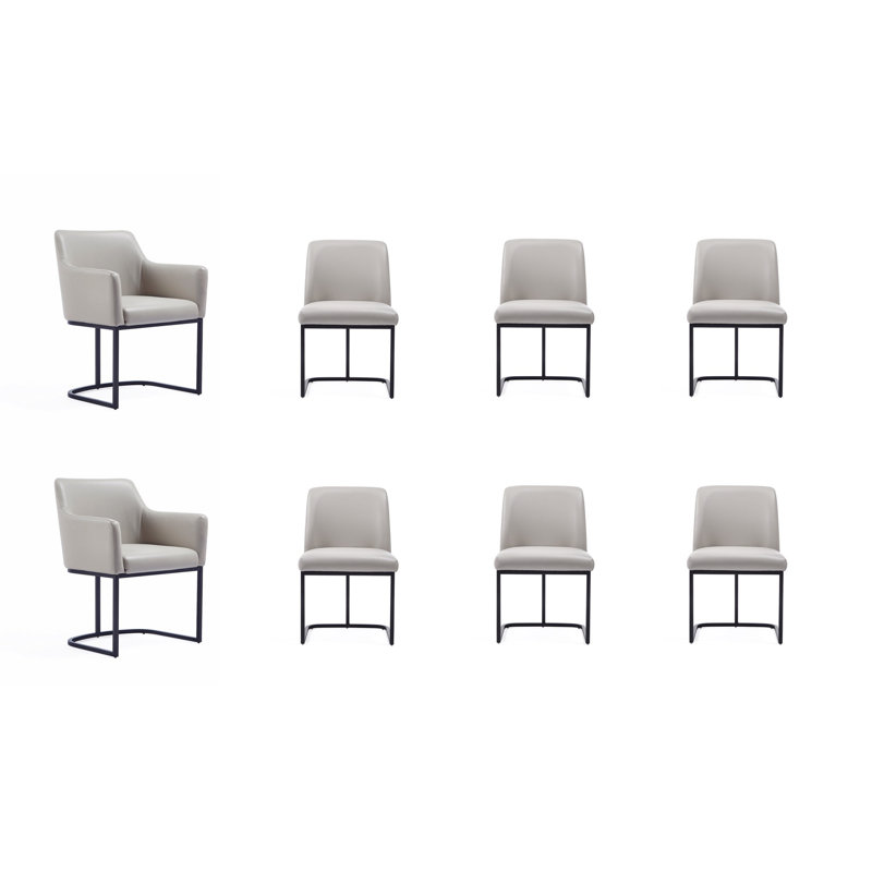 Serena Leatherette Side Chair Dining Chair, Light Gray