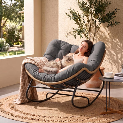 Gifty Steel Rocking Chair With Cushion