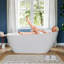 Baignoire autoportante en acrylique moderne - Baignoire de trempage blanche brillante avec bonde pré-percée et trop-plein-128918858