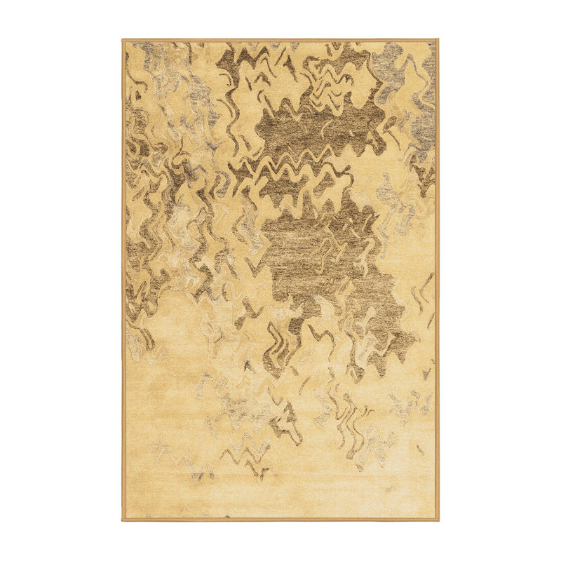 Tapis brun contemporain lavable à la machine 2592, Rectangle de 5 pi x 8 pi