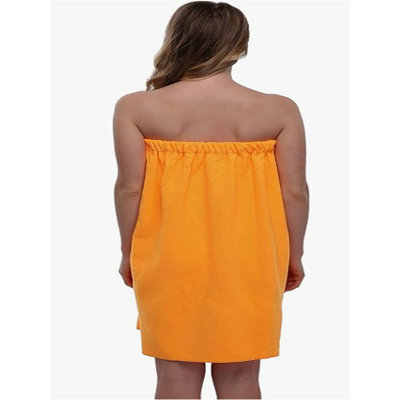 Serviette de bain bandeau en microfibre sans bretelles avec détail absorbant à nœuds pour utilisation dans un vestiaire spa; jaune et orange 2 pièces