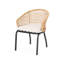 Chaise d'extérieur à la mode - tissage en PE brun, structure métallique, coussins moelleux de style contemporain, construction rouille, rembourrage confortable
