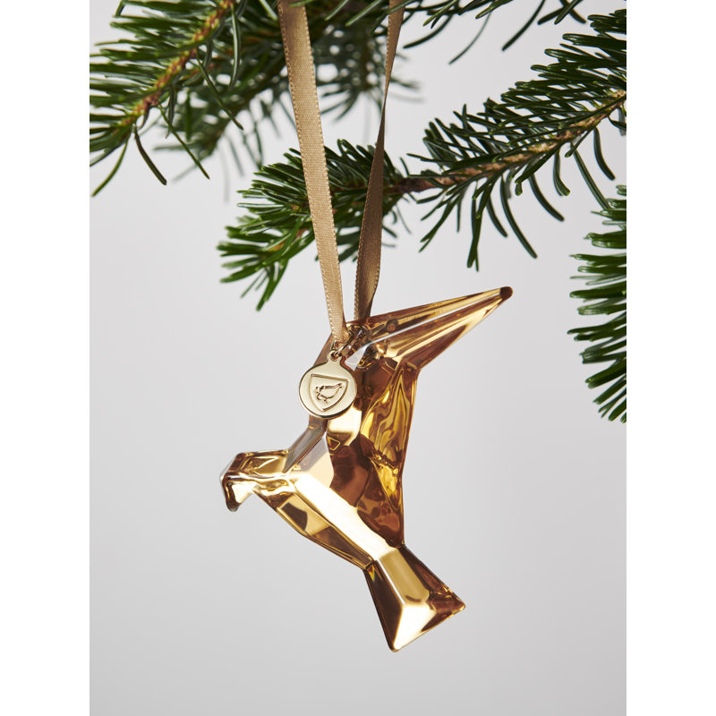 3.9'' Crystal Birds Hanging Figurine Ornament, Gold