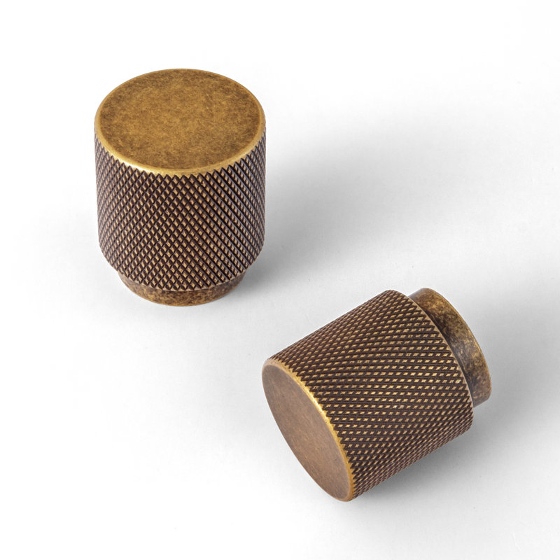 1'' Diameter Cylindrical Knob Multipack, Antique Brass