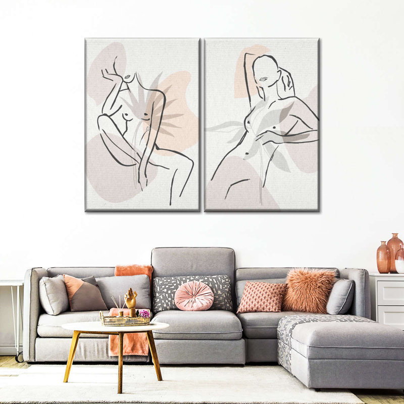 Portrait de femme, 2 lignes sur toile, H 45 po x l 61 po