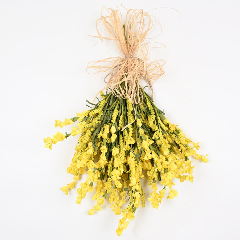 Décoration murale 22 "ferme artificielle printemps été fleurs sauvages fleurs florales et grappe de baies, Jaune