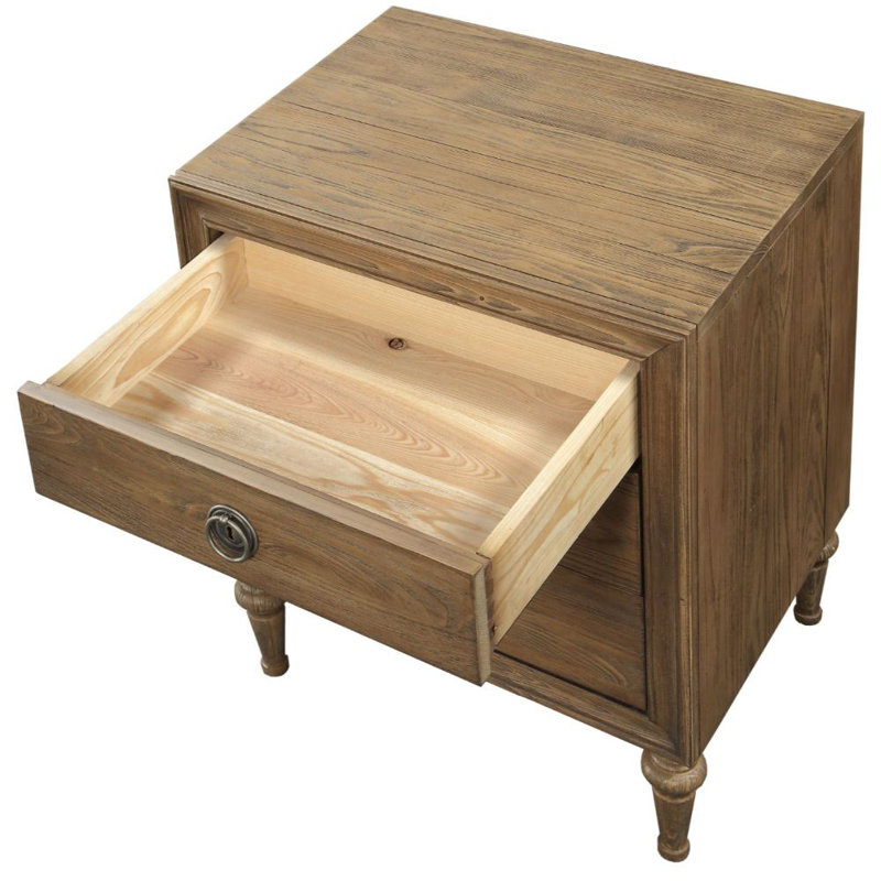 Table de chevet rectangulaire à 3 tiroirs en chêne récupéré Stacy