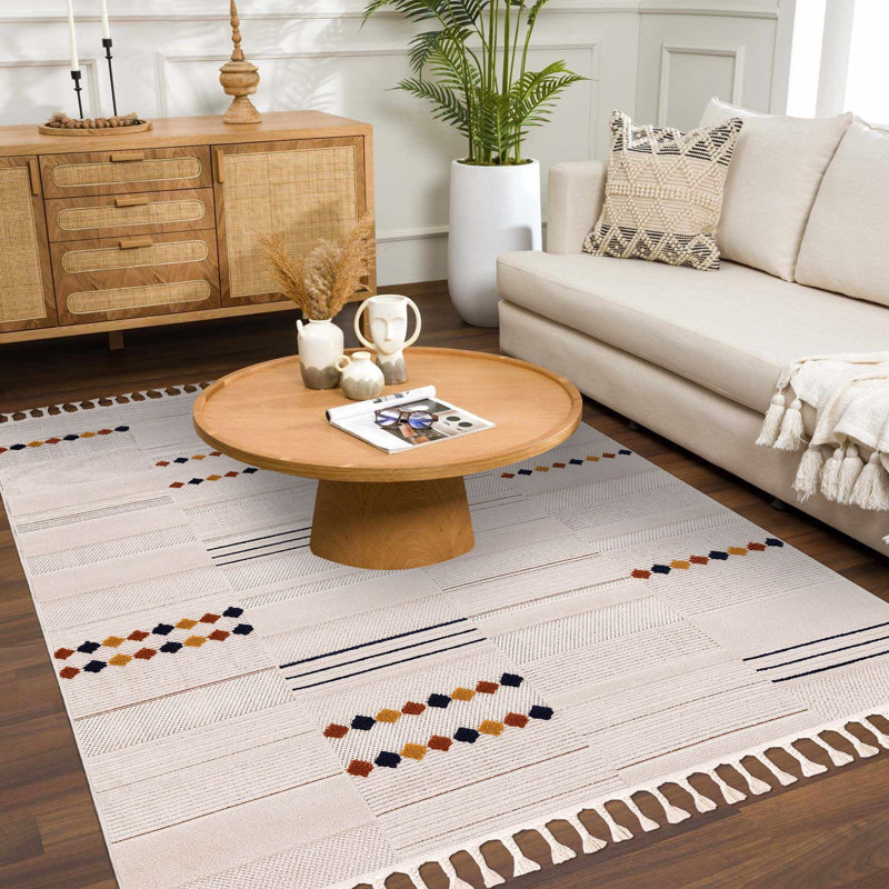 Tapis crème moderne antidérapant lavable à la machine, Tapis de couloir 2 pi 8 po x 9 pi 11 po