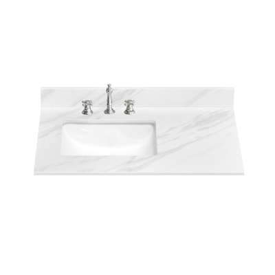 Comptoir de meuble-lavabo en pierre reconstituée de 91 cm et céramique blanche (base de meuble-lavabo non incluse)