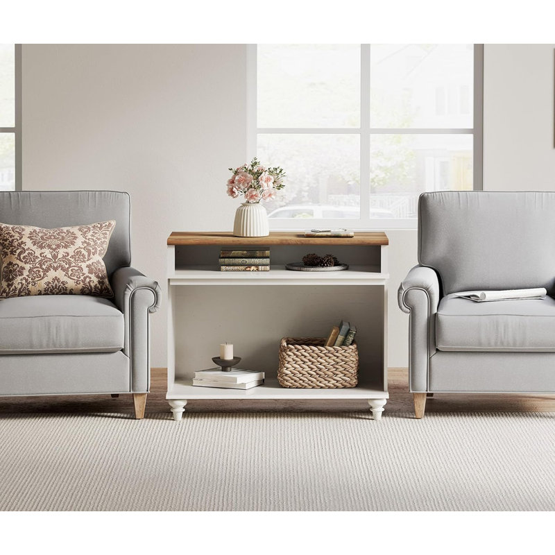 Meuble télé avec rangement pour téléviseur de 43 po | Console média chêne et blanc moderne | Armoire de salon avec tablettes
