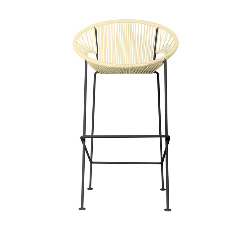 Tabouret à hauteur de comptoir fabriqué à la main Puerto, Noir, Ivoire ivoire