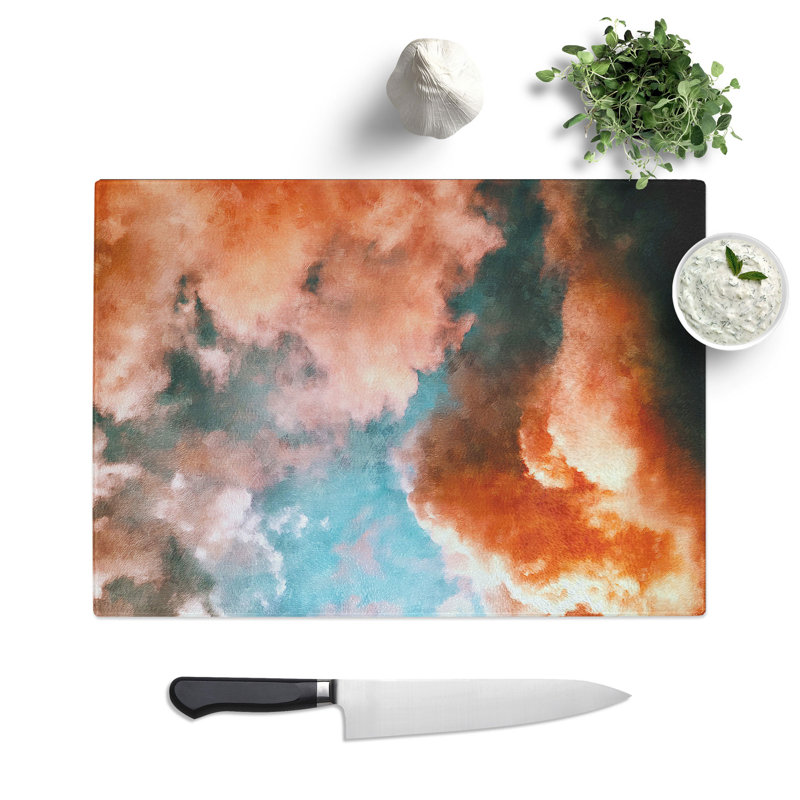 Clouds in Bloom Painting Chopping Board, 0.4cm H x 20cm W x 28.5cm L