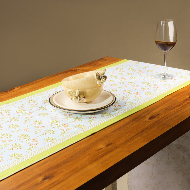 Chemin de table en coton Tropical Opulence,  Vert