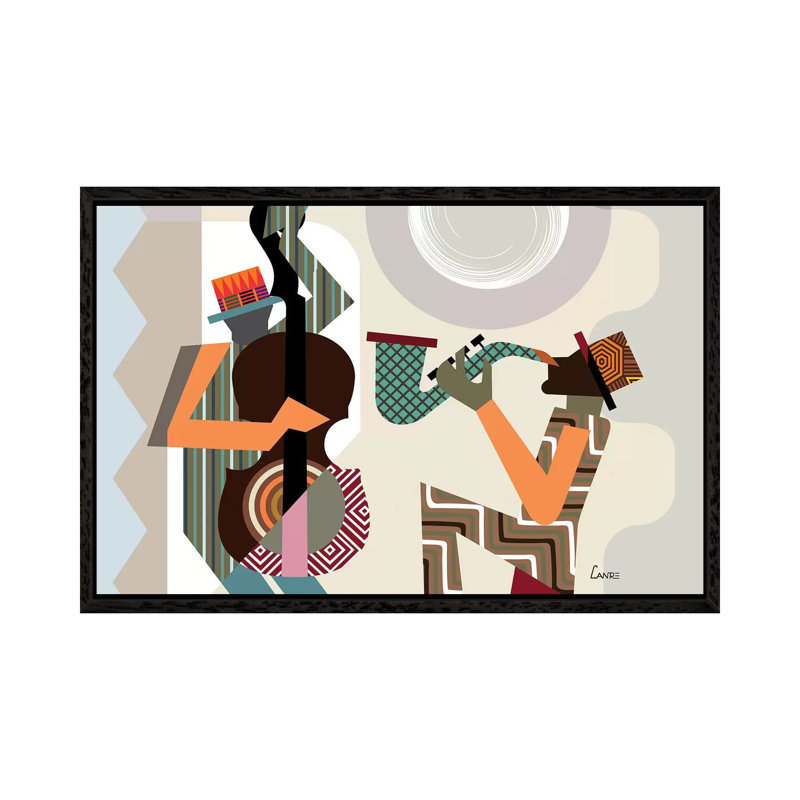 Jazz Quintet - Print on Canvas, Black Floater Framed, 45.72cm H x 66.04cm W x 3.81cm D