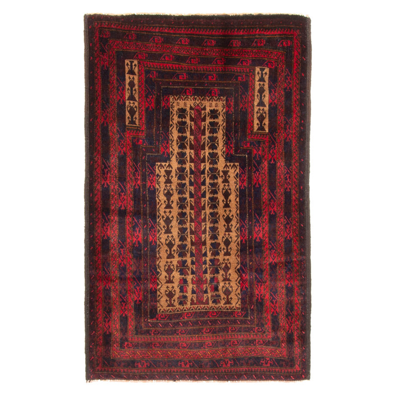 Tapis brun Teimani 3 pi 1 po x 5 pi 1 po
