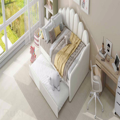 Full Upholstered Daybed Frame, Shall Backrest, Trundle