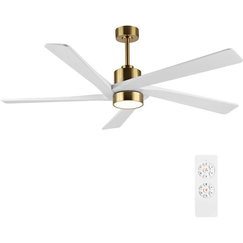 Sheran 72'' Ceiling Fan with LED Lights, Gold with White Blades