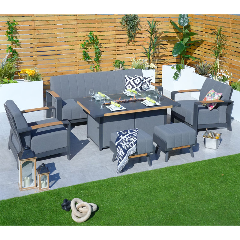 Ledjona 5 - Person Patio Conversation Set with Cushions