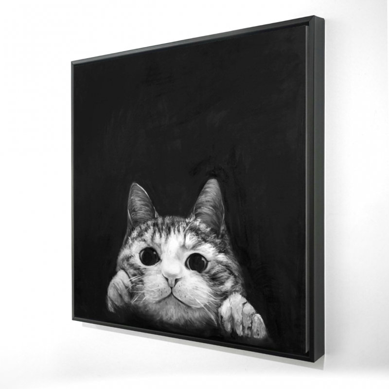 Curious Cat - Toile encadrée pour le salon
