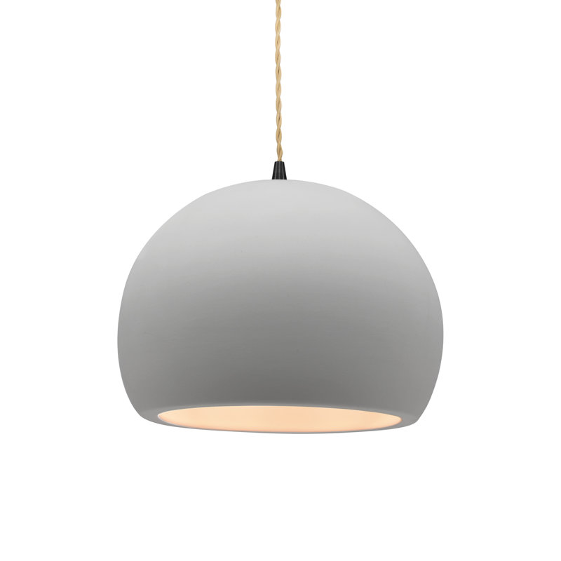 Luminaire suspendu à 1 lumière Aschwin, H 7,75 po x l 10 po x P 10 po, Bisque, Nickel brossé