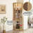Oak Lighted Corner Curio Cabinet-1847094041