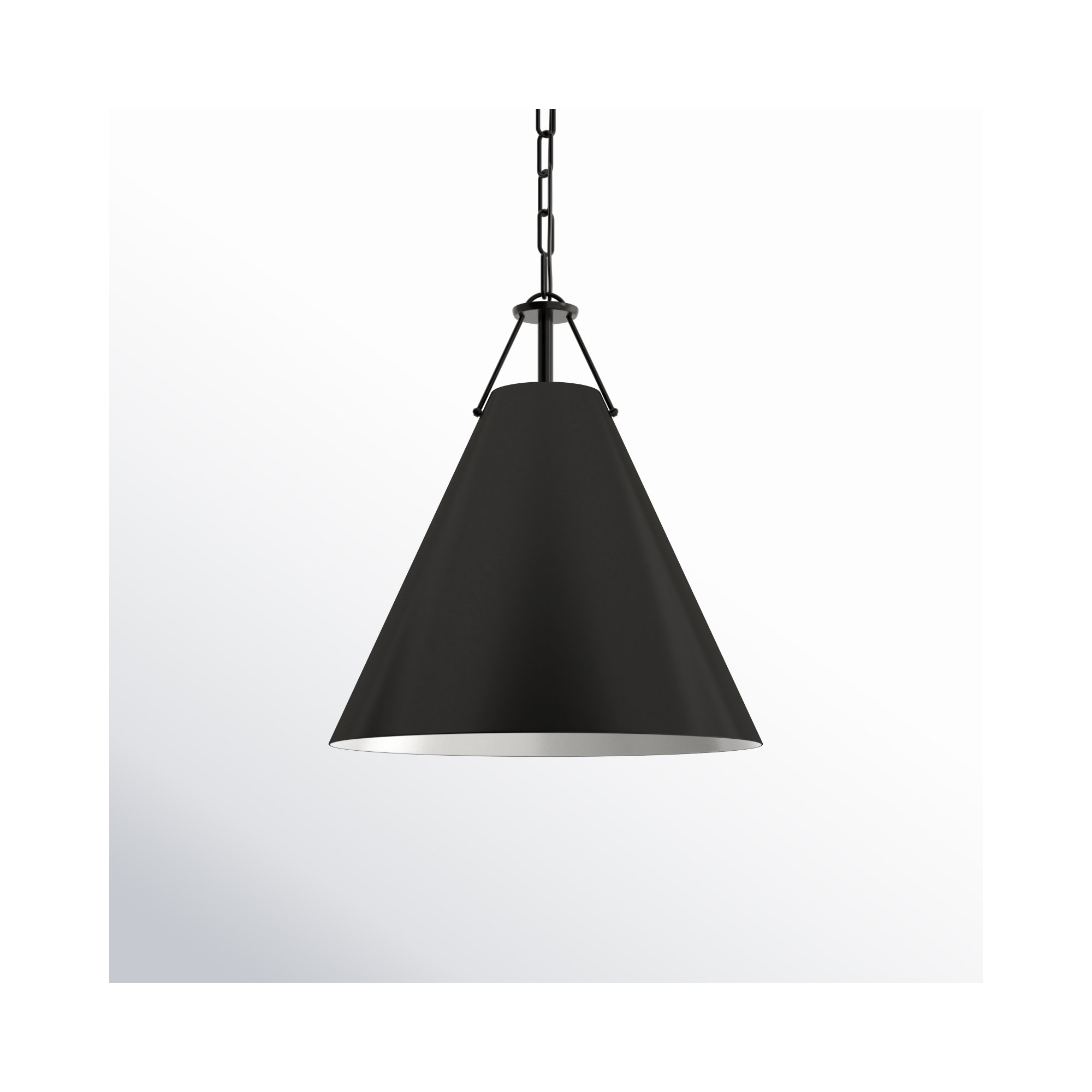 Kinston 1-Light Metal Cone Pendant , Black, Black