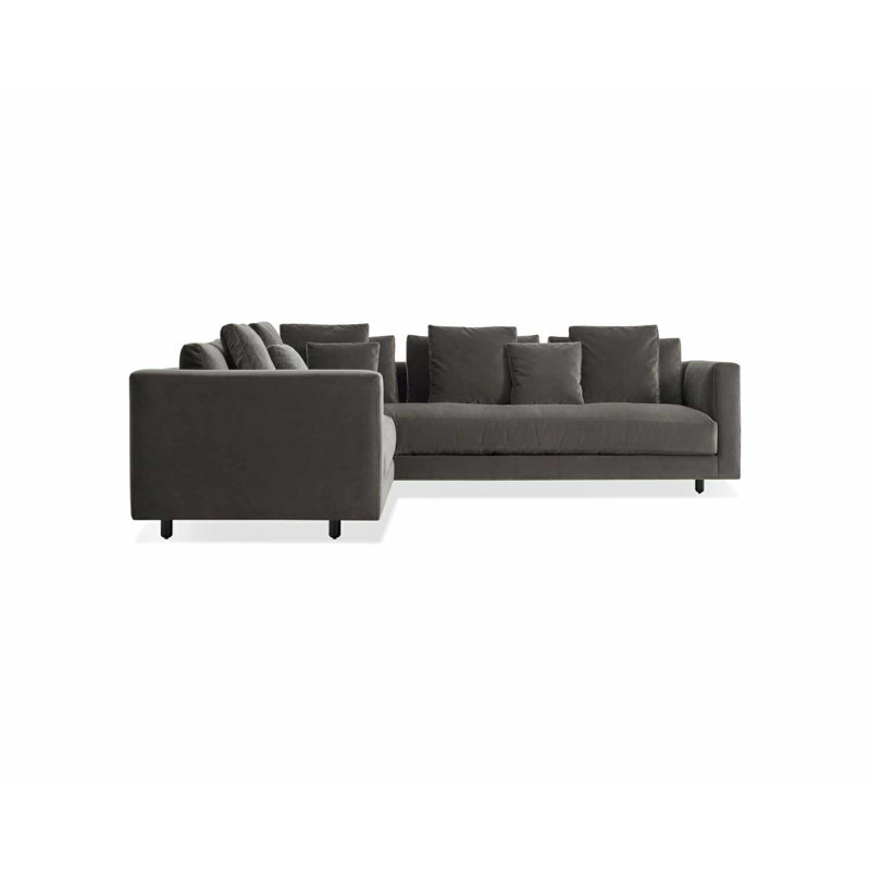 Hands Down Sectional, Camel Velvet/Sanford Navy, Left Hand Facing, Tofte Navy Polyester Blend