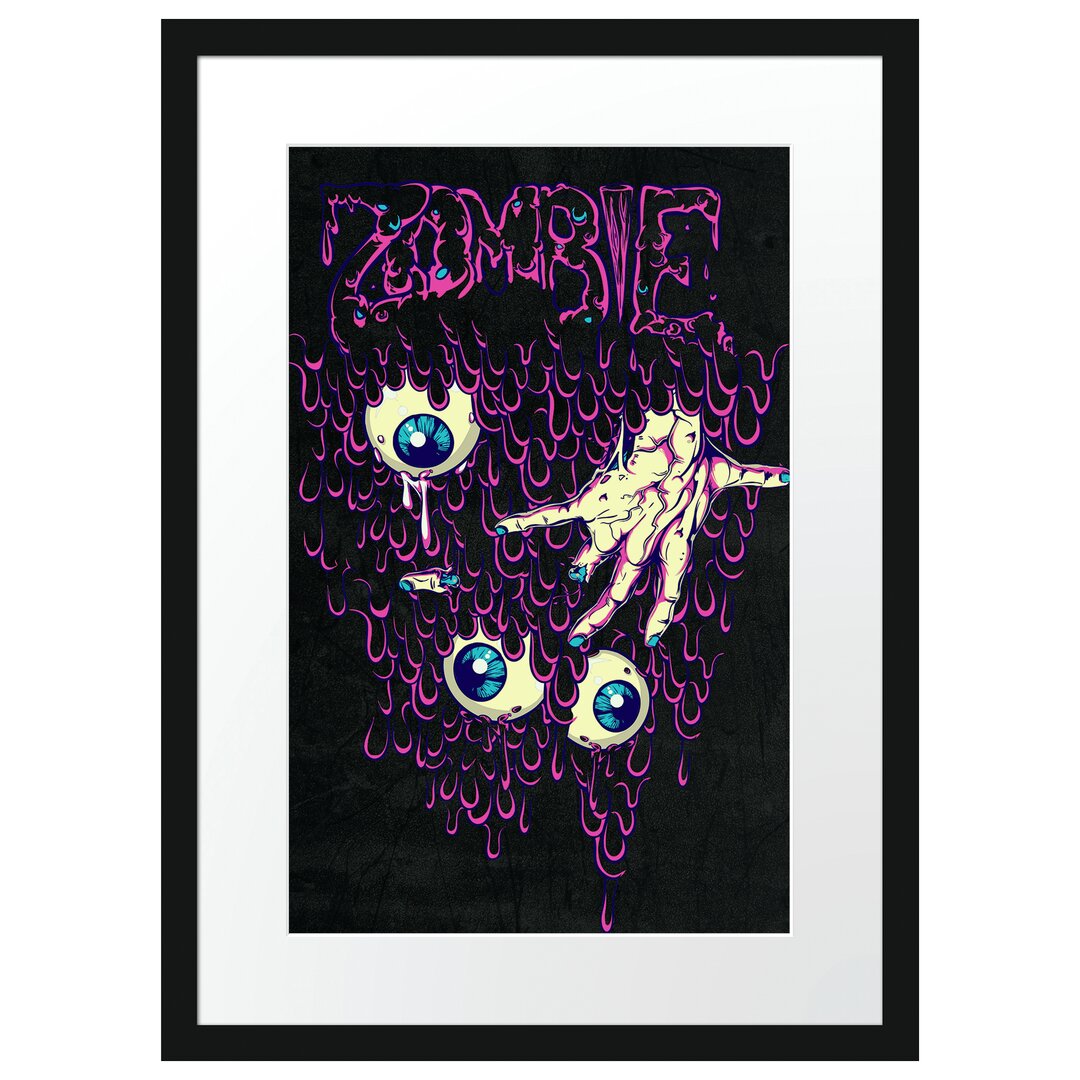 Gerahmtes Poster Zombie-Eyes Black