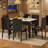 7 Piece Dining Table Set for 6, Marble Kitchen Table & PU Leather Chairs, Faux Marble Small Space Dining Table, White+Black, Living/Dining Room