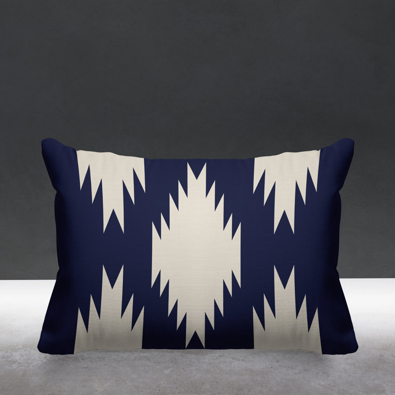 Coussin intérieur / extérieur Yuma Southwestern, Bleu marine