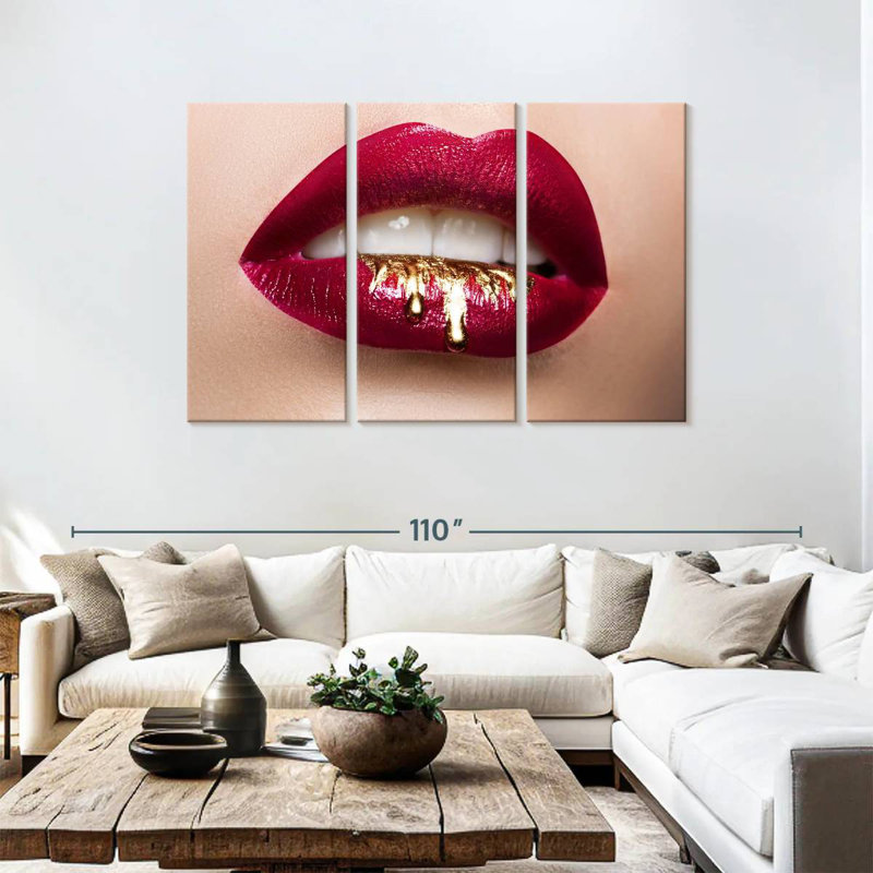 Shuttleworth Red Gold Drip Lips, 48" H x 74" W