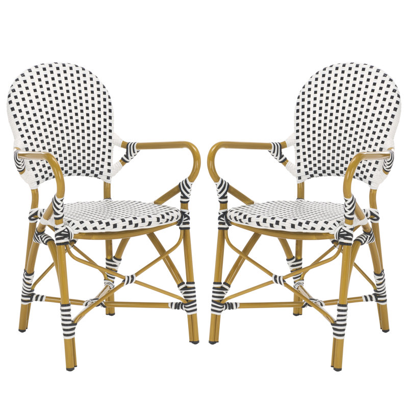 Chaise de patio empilable Wilburg, Noir / blanc
