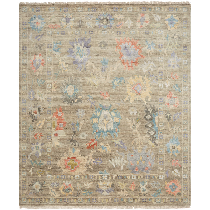Colorburst Oushak Hand Knotted Area Rug in Tan, Rectangle 2' x 3'