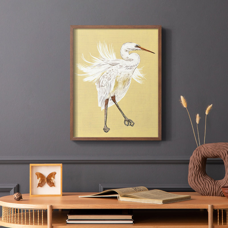 Heron Plumage V, reproduction encadrée - bois massif, Cadre photo brun simple, H 28 po x l 22 po