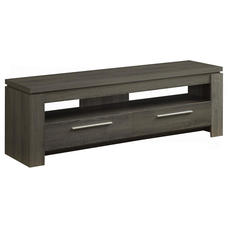 Console de télévision à 2 tiroirs gris vieilli 59 pouces, Gris