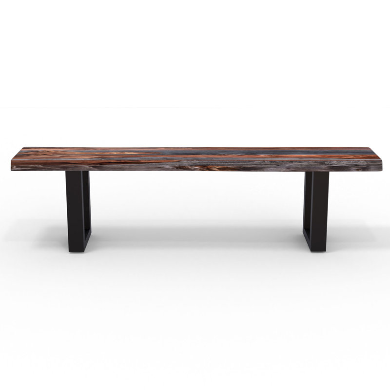 Banc en bois massif Bax, Brun / noir, H 18 po x l 72 po x P 14 po