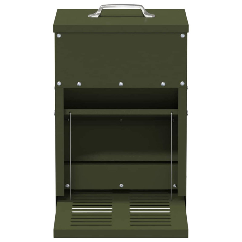 Cold-Rolled Steel Feeder, 40cm H x 25cm W x 42cm D, Olive Green