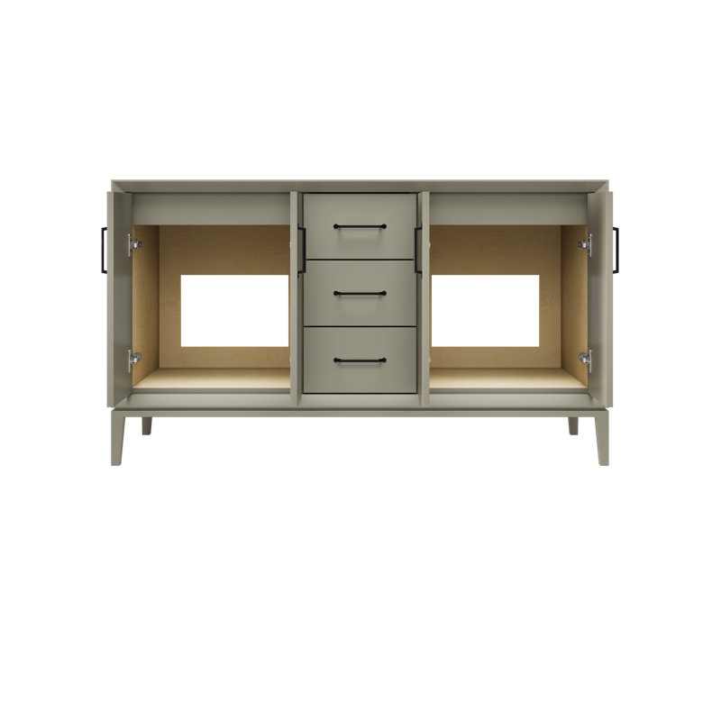 Alexandra Double Bath Vanity, French Olive, 60", Matte Black