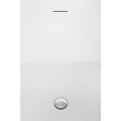 Baignoire autoportante en acrylique blanc brillant 75 ", plateau en bambou, drain
