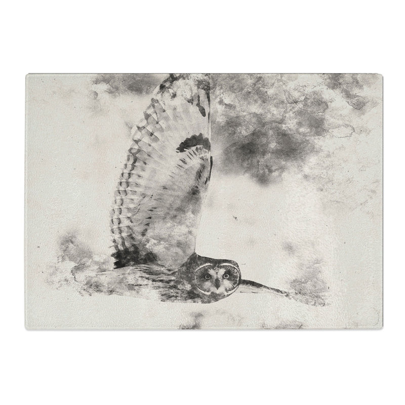 Tempered Glass Owl in Flight Chopping Board, 28.5 cm x 39 cm