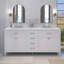 72,6 po X P 22,4 po P x 34 po Meuble-lavabo autoportant H blanc avec plateau en pierre blanche