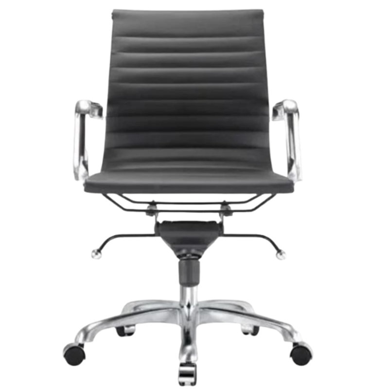 Lonty Leather  Office Chair, Silver, Black