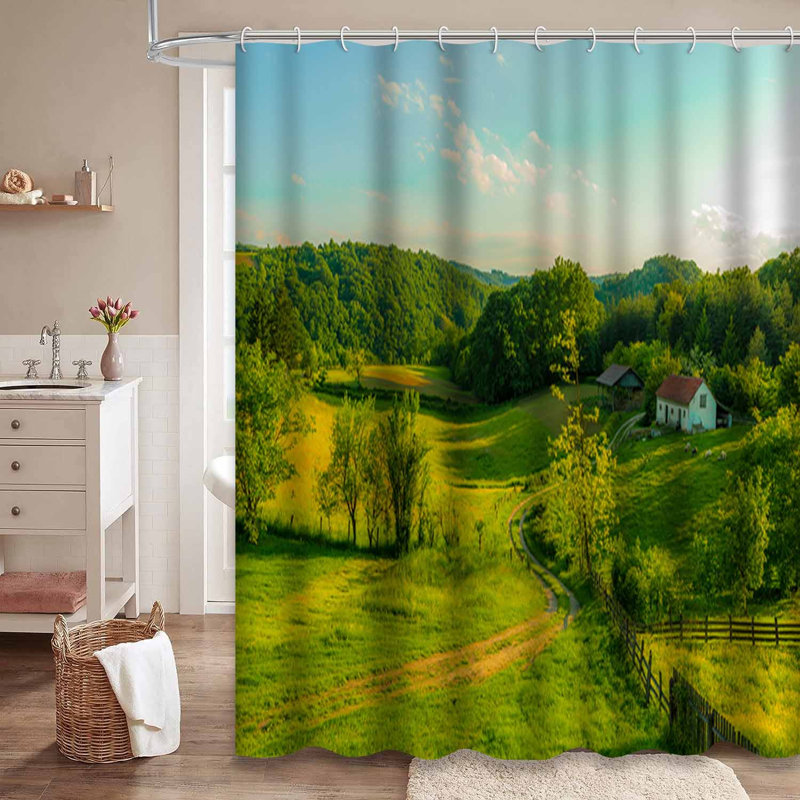 Magnifique paysage d'été au coucher du soleil avec 12 crochets, L 72 po x l 84 po
