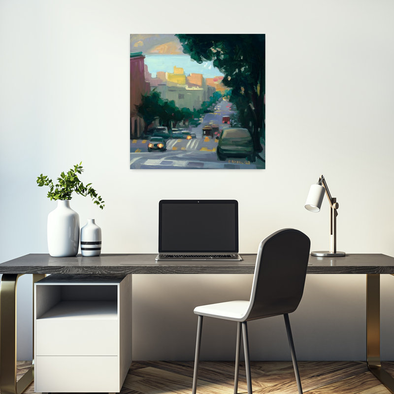 Art contemporain urbain surplombant la baie, H 18 po x l 18 po