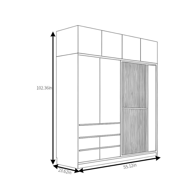 Light Luxury Senior Wardrobe, 102'' H x 55'' W x 24'' D